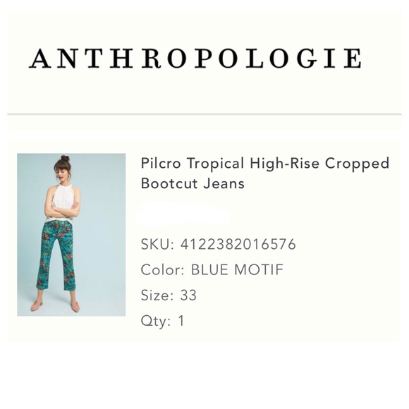 Anthropologie Denim - Pilcro Tropical Bootcut Jeans, 33 (blue motif)